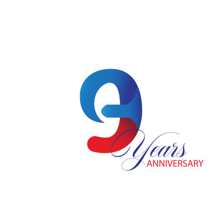9 Year Anniversary celebration Vector Template Design Illustrationのイラスト素材