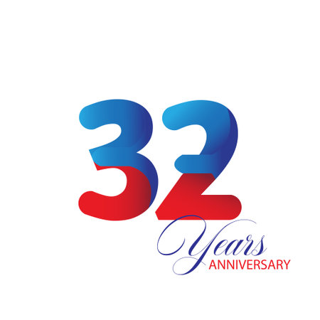 32 Year Anniversary celebration Vector Template Design Illustrationのイラスト素材