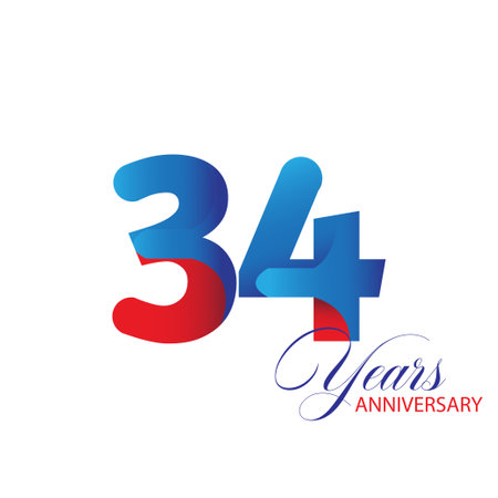 34 Year Anniversary celebration Vector Template Design Illustrationのイラスト素材