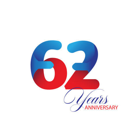 62 Year Anniversary celebration Vector Template Design Illustrationのイラスト素材