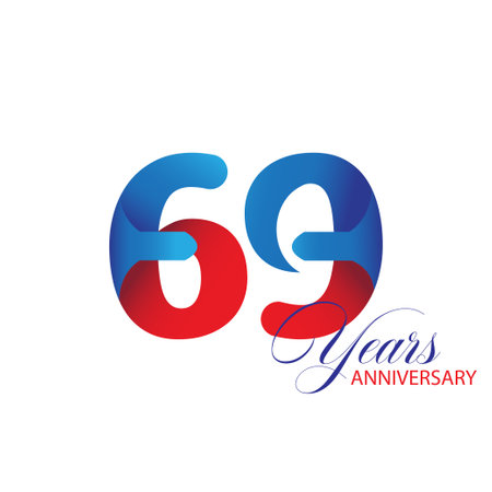 69 Year Anniversary celebration Vector Template Design Illustrationのイラスト素材