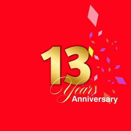 13 Year Anniversary celebration Vector Template Design Illustrationのイラスト素材