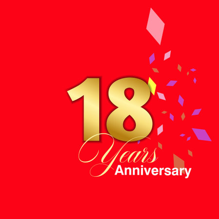 18 Year Anniversary celebration Vector Template Design Illustrationのイラスト素材