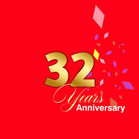 32 Year Anniversary celebration Vector Template Design Illustrationのイラスト素材
