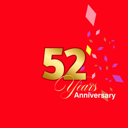 52 Year Anniversary celebration Vector Template Design Illustrationのイラスト素材
