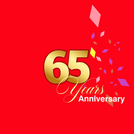65 Year Anniversary celebration Vector Template Design Illustrationのイラスト素材