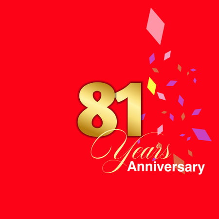 81 Year Anniversary celebration Vector Template Design Illustrationのイラスト素材