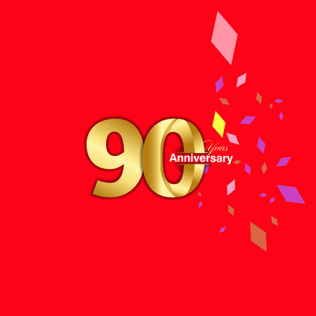 90 Year Anniversary celebration Vector Template Design Illustrationのイラスト素材