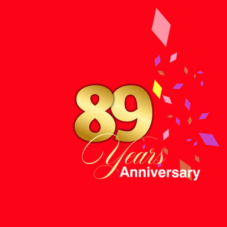 89 Year Anniversary celebration Vector Template Design Illustrationのイラスト素材