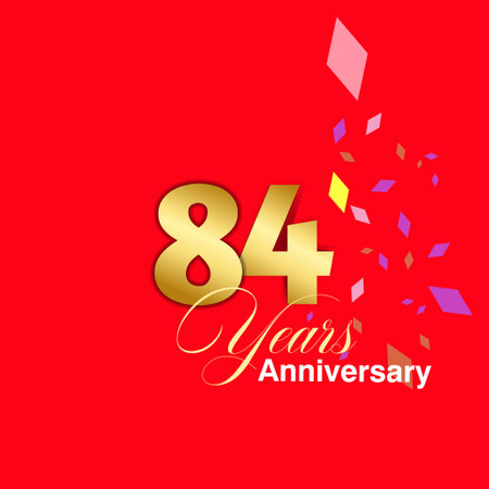 84 Year Anniversary celebration Vector Template Design Illustrationのイラスト素材