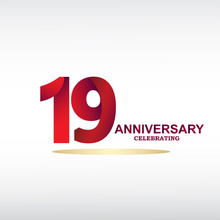 19 year anniversary celebration, vector design for celebrations, invitation cards and greeting cardsのイラスト素材