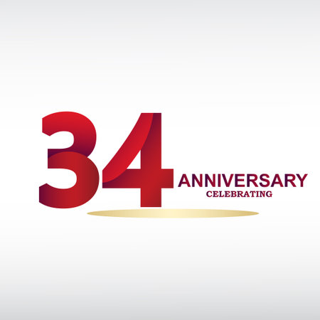 34 year anniversary celebration, vector design for celebrations, invitation cards and greeting cardsのイラスト素材