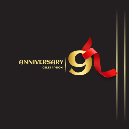 9 Year Anniversary Vector Template Design Illustrationのイラスト素材