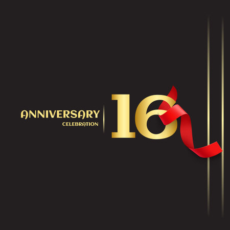 16 Year Anniversary Vector Template Design Illustrationのイラスト素材