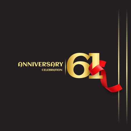 61 Year Anniversary Vector Template Design Illustrationのイラスト素材