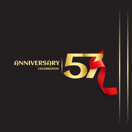 57 Year Anniversary Vector Template Design Illustrationのイラスト素材