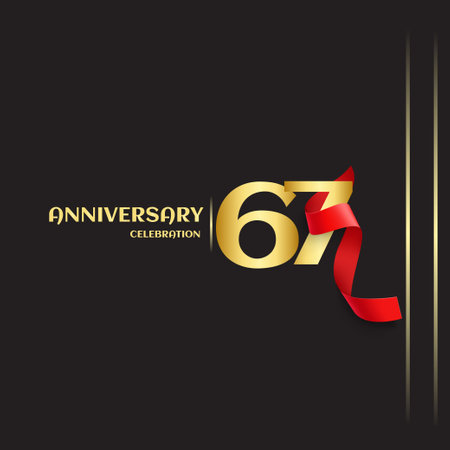 67 Year Anniversary Vector Template Design Illustrationのイラスト素材