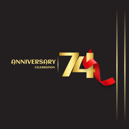 74 Year Anniversary Vector Template Design Illustrationのイラスト素材