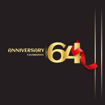 64 Year Anniversary Vector Template Design Illustrationのイラスト素材