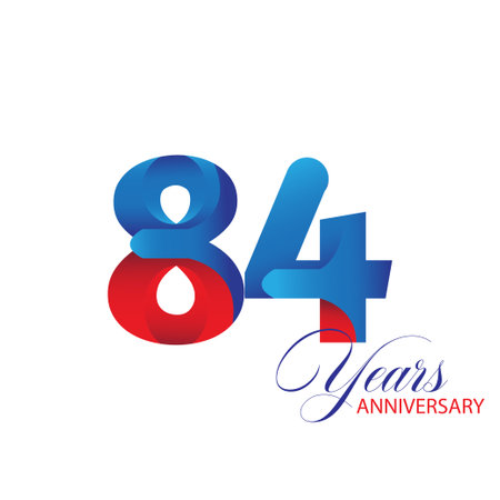 84 Year Anniversary celebration Vector Template Design Illustrationのイラスト素材
