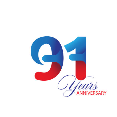 91 Year Anniversary celebration Vector Template Design Illustrationのイラスト素材