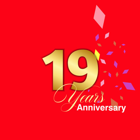 19 Year Anniversary celebration Vector Template Design Illustrationのイラスト素材