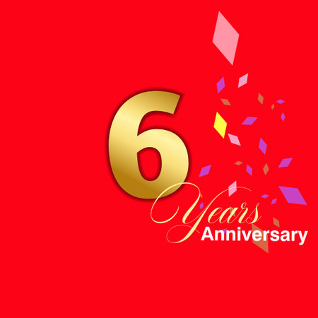 6 Year Anniversary celebration Vector Template Design Illustrationのイラスト素材