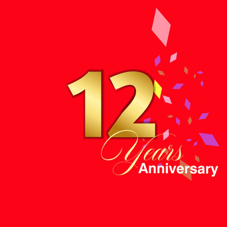 12 Year Anniversary celebration Vector Template Design Illustrationのイラスト素材