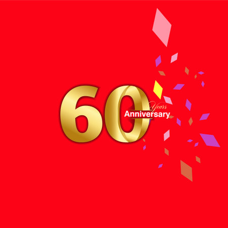 60 Year Anniversary celebration Vector Template Design Illustrationのイラスト素材