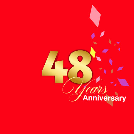 48 Year Anniversary celebration Vector Template Design Illustrationのイラスト素材