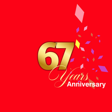 67 Year Anniversary celebration Vector Template Design Illustrationのイラスト素材