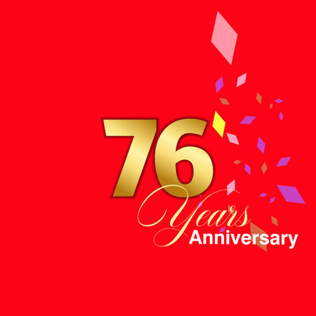 76 Year Anniversary celebration Vector Template Design Illustrationのイラスト素材