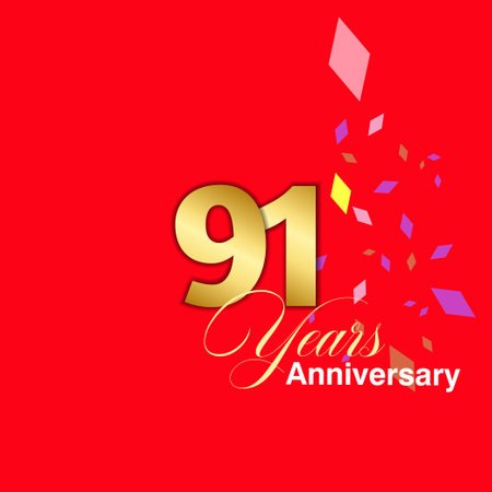 91 Year Anniversary celebration Vector Template Design Illustrationのイラスト素材