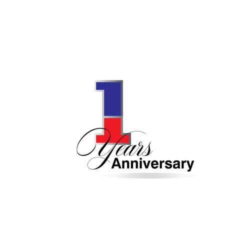 1 Year Anniversary celebration Vector Template Design Illustrationのイラスト素材
