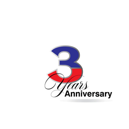 3 Year Anniversary celebration Vector Template Design Illustrationのイラスト素材