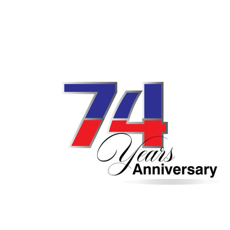 74 Year Anniversary celebration Vector Template Design Illustrationのイラスト素材