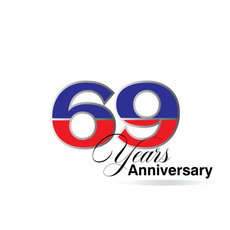69 Year Anniversary celebration Vector Template Design Illustrationのイラスト素材