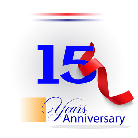 15 Year Anniversary celebration Vector Template Design Illustrationのイラスト素材