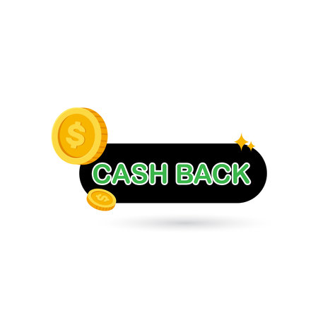 Cashback loyalty program concept. Credit or debit card with returned coins to bank account. Refund money service design. Bonus cash back symbol vector illustrationのイラスト素材