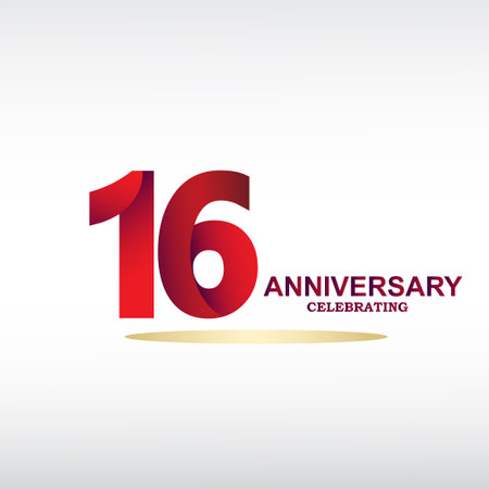 16 year anniversary celebration, vector design for celebrations, invitation cards and greeting cardsのイラスト素材