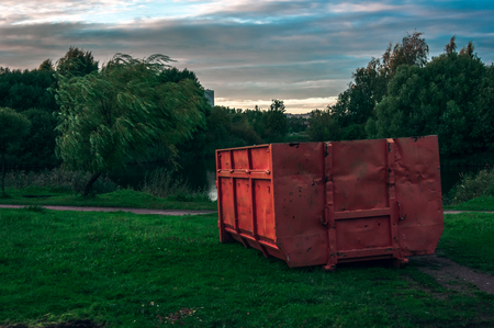 Garbage container in the parkの写真素材