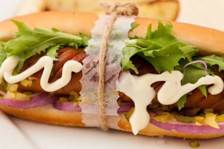 delicious hot dogの写真素材