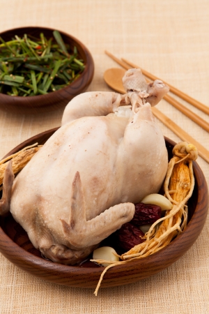 samgyetang ginseng chicken soupの写真素材