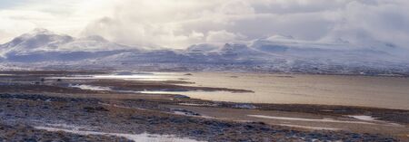 Iceland weather and icelandic landscape, winter in Iceland, sunny day in winter, icelandic bayshore