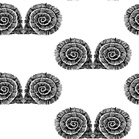 Seamless pattern of abstract rounded lines in the form of a zigzag. Sketch pattern. The pattern is drawn in ink.のイラスト素材