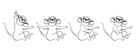 Image of rat cartoon sketch. is sitting. indicates. setのイラスト素材