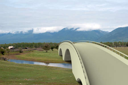 Render 3d illustration architecture bridgeの写真素材