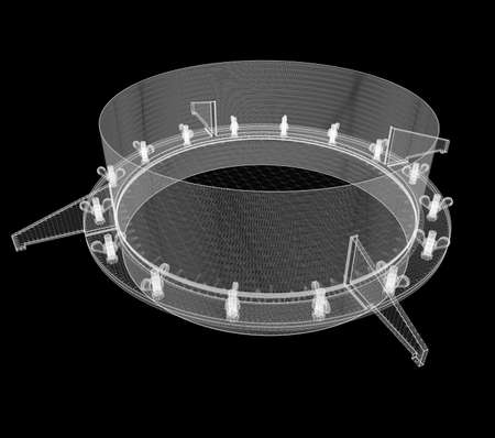 engineering detail on black backgroundの写真素材