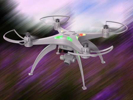 3d render of the drone in flightの写真素材