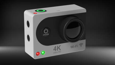 3d rendering of a video camera on a dark backgroundの写真素材